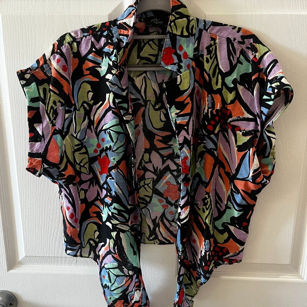 Funky Colorful Tie Front Crop Top